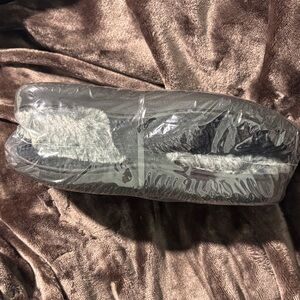 Faux Fur Slippers in Black and Gray